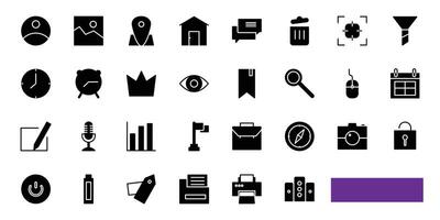 User interface icon set glyph style for your design vector