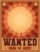 Old retro Wanted Poster Design Template with Retro Sunburst Background vector