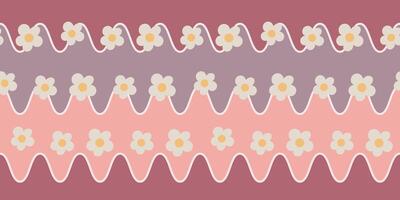 Seamless Pattern Wavy Stripes and Flower Style vector