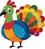 Cheerful Cartoon Turkey Wearing a Pilgrim Hat Illustration vector