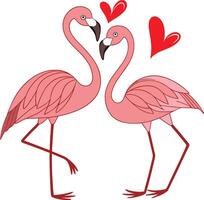 Two flamingos facing each other vector