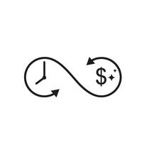 time is money infinity icon concept design template web vector