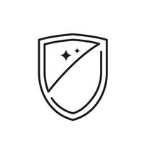 Shiny protective shield black line icon element design template vector