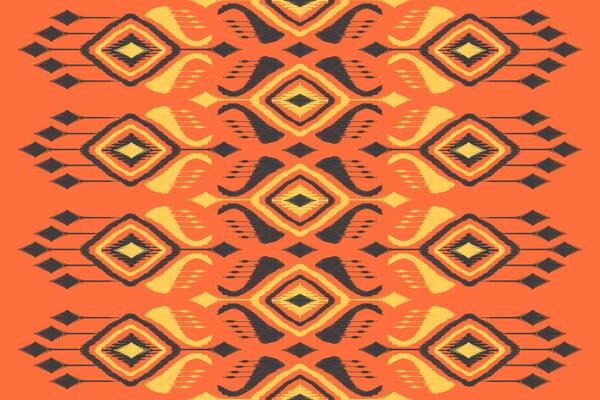 Carpet native tribal style. Ikat ethnic pattern seamless traditional. orange background for rug, fabric, clothing, batik, texture.