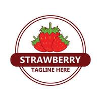 strawberry logo with slogan template vector