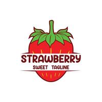 Natural organic fresh strawberry logo vector