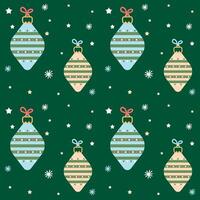 Seamless background with Christmas ornaments and snowflakes. vector