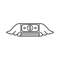 Winged money in flight symbolizes swift financial success suitable for financial blogs, investment websites, and business presentations. vector