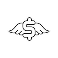 Winged dollar sign design symbolizes fast financial progress. Perfect for financerelated websites, marketing materials, and educational presentations. vector