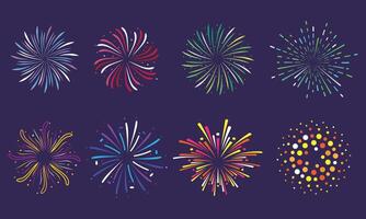 Collection of different colorful firework illustration vector