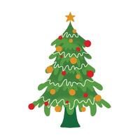 CHRISTMAS Tree STICKER DECORATION Ornament cute red orange star vector