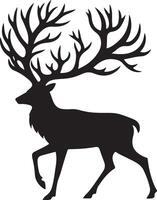 a silhouette of a deer with large antlers vector