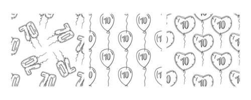 Seamless Pattern of Hand-Drawn Balloon Numbers vector