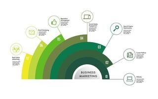 infographic template 7 step for business green tone vector