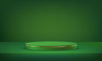 Green background 3d with green and gold podium. Space for selling products on the website. illustration. vector