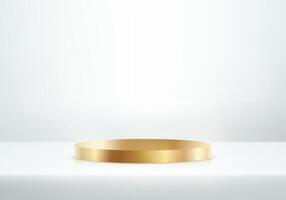 White background 3d with gold podium. Space for selling products on the website. Product display background. Minimal scene for cosmetic products. illustration. vector