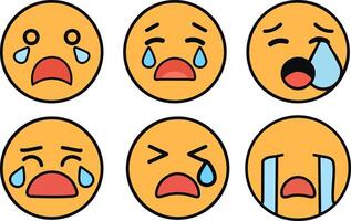 Loudly Crying Emoji Face Illustration Set vector