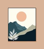 illustration of an abstract mountain scene with a hint of boho art vector