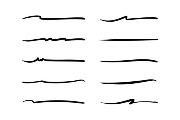simple collection of underline illustrations on a white background