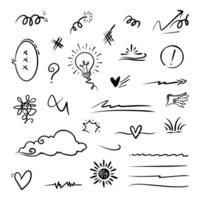Collection of emphatic doodle elements on a white background, for concept design. vector