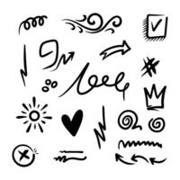 Collection of emphatic doodle elements on a white background, for concept design. vector