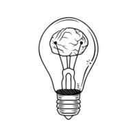 illustration of a bulb with a brain inside, a symbol of business ideas and creativity vector