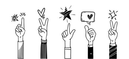doodle hands up,Hands clapping. applause gestures. congratulation business. vector