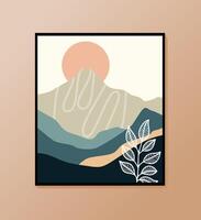 illustration of an abstract mountain scene with a hint of boho art vector