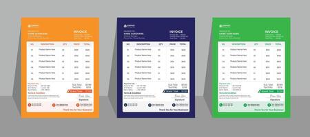 Professional business invoice template design vector