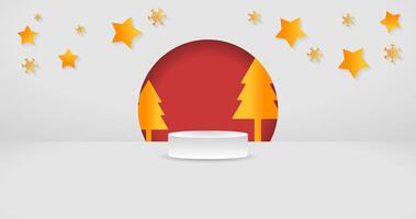 Grey Background with Christmas Elements in a Studio Room vector