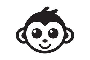 a black and white monkey head icon vector