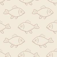 Seamless Pattern with Cute Hand Drawn Fish vector