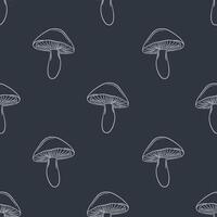 Seamless Pattern with Minimalist Mushroom Drawings vector