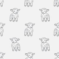 Seamless Pattern with Cute Hand Drawn Lambs vector