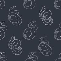 Seamless Snake Pattern on Dark Background vector
