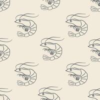 Seamless Pattern with Simple Line Art Shrimp vector