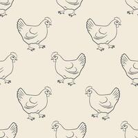 Seamless Pattern of Simple Line Art Chicken Illustrations vector
