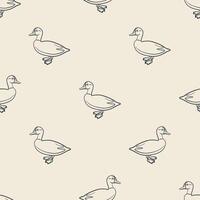 Seamless Pattern with Simple Line Art Ducks vector