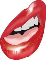 A red lips with teeth and white teeth vector
