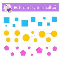 Form big to small. Puzzle game for kids. Attention tasks for children vector