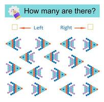 Math activity for kids. Developing numeracy skills. Cartoon fishes vector