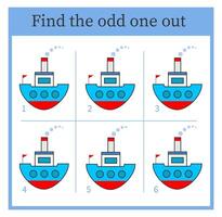 Logic puzzle for children. Find the odd one out. Printable worksheet. illustration vector