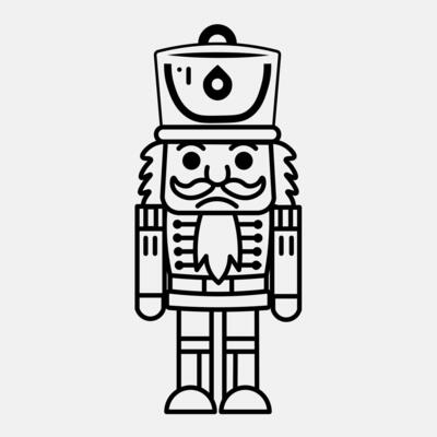 A Christmas soldier, ready for duty, with a stern expression.