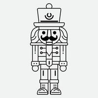 A simple, black-and-white illustration of a nutcracker, perfect for a holiday theme. vector