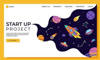 Start up business project template for landing page and web design. vector