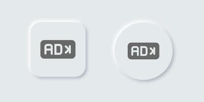 Skip ad solid icon in neomorphic design style. Advertisement signs illustration. vector