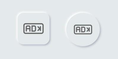 Skip ad line icon in neomorphic design style. Advertisement signs illustration. vector