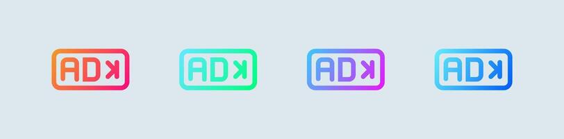 Skip ad line icon in gradient colors. Advertisement signs illustration. vector