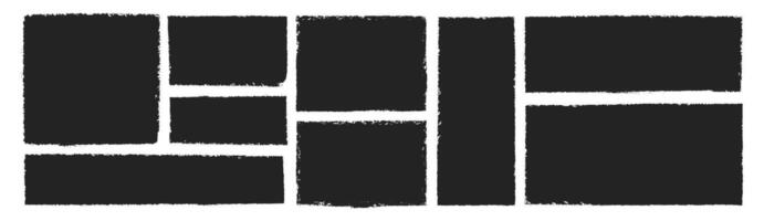 Crayon style handwriting text boxes set. Rough frame with chalk texture. Sketch illustration. vector
