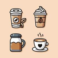 Stylish Coffee Beverage Icon Set with Minimalist Design vector